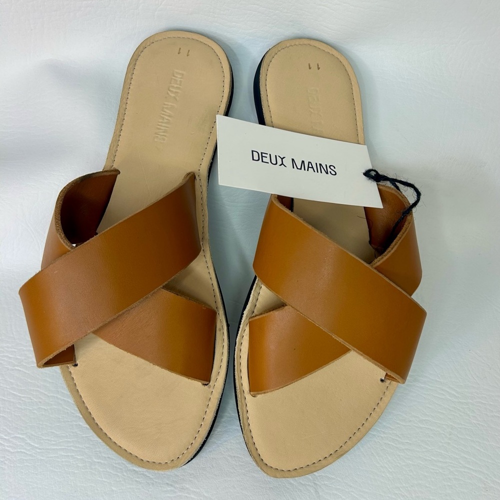 NWT Deux Mains Leather Slide Sandals – Women’s Size 11 – Ethical / Fair Trade